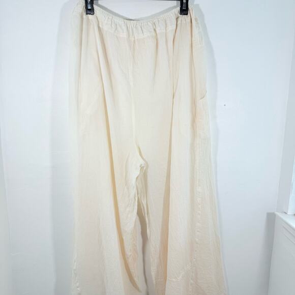 Free People Intimately Cream Lightweight Semisheer Wide Leg Lounge Pants Medium - Picture 9 of 14